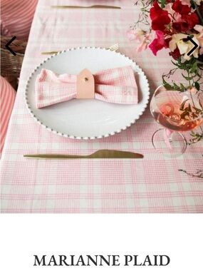 NWT Marianne Plaid Tablecloth in Peony Pink Size Small with Tassel Edges